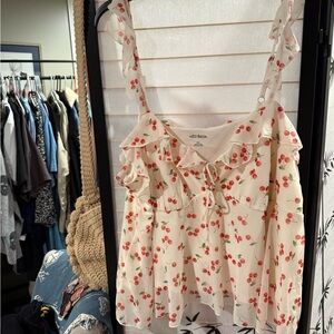 wild fable Cherry Print Ruffle Tank, xxl